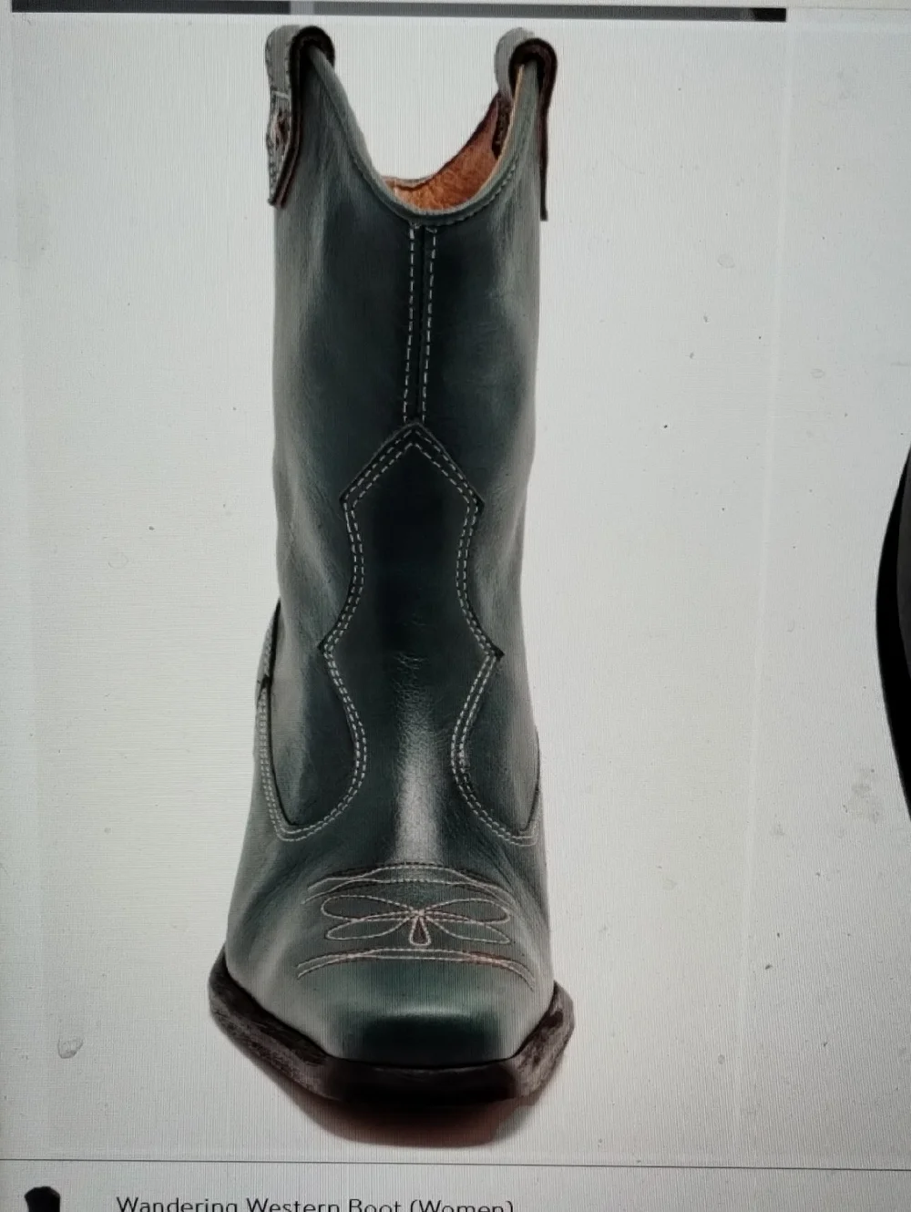 Free People Wandering Western Cowboy Boots Green Leather 7 Like New - Picture 2 of 12